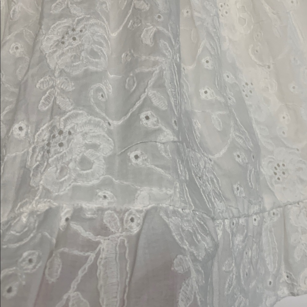 White Eyelet Spaghetti Strap Babydoll Dress - Picture 8 of 12